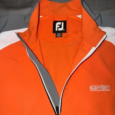 Chaqueta Pullover de Golf FJ FootJoy Samtec XL Para Hombre Naranja Blanco Gris 1/4 Cremallera Foto 1 de 4
