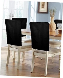 Chair Back Covers for Dining Room, Black Linen Polyester 4 Pcs Colordra94783 - Picture 1 of 8