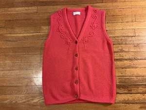 VINTAGE United Colors Of Benetton Cardigan Sweater Vest Women’s Medium Pink - Picture 1 of 10