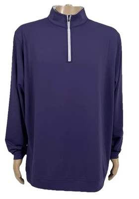 Pulôver de golfe Peter Millar masculino 1/4 zíper tamanho 2XL roxo absorção elástico - Imagem 1 de 4