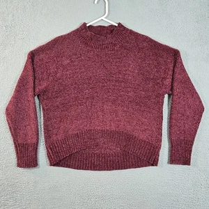Sanctuary Sweater Women M Merlot Chenille Mock Neck Crop Front NWT Super Soft - Picture 1 of 12