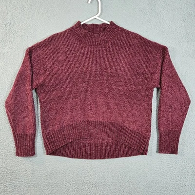 Sanctuary Sweater Women M Merlot Chenille Mock Neck Crop Front NWT Super Soft - Image 1 of 4