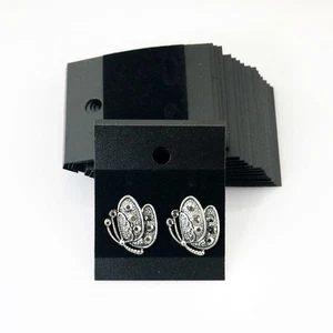 100 pcs Black Velvet Jewelry Earring Studs Display Holder Hanging Cards Flocked - Picture 1 of 5
