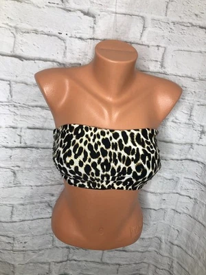 CARMEN MARC VALVO Reversible Bikini Top Black / Animal Size Large $90- NWT - Image 1 of 3