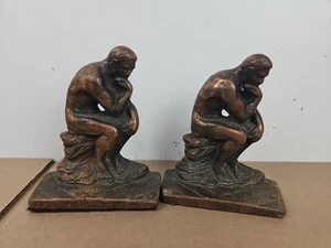 The Thinker The Thinking Man Bookends 5-1/4" Cast Iron  Antique  - Picture 1 of 6