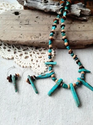 Sand and Sea Turquoise & Shell Jewelry Set, Necklace and Earrings - Image 1 of 4