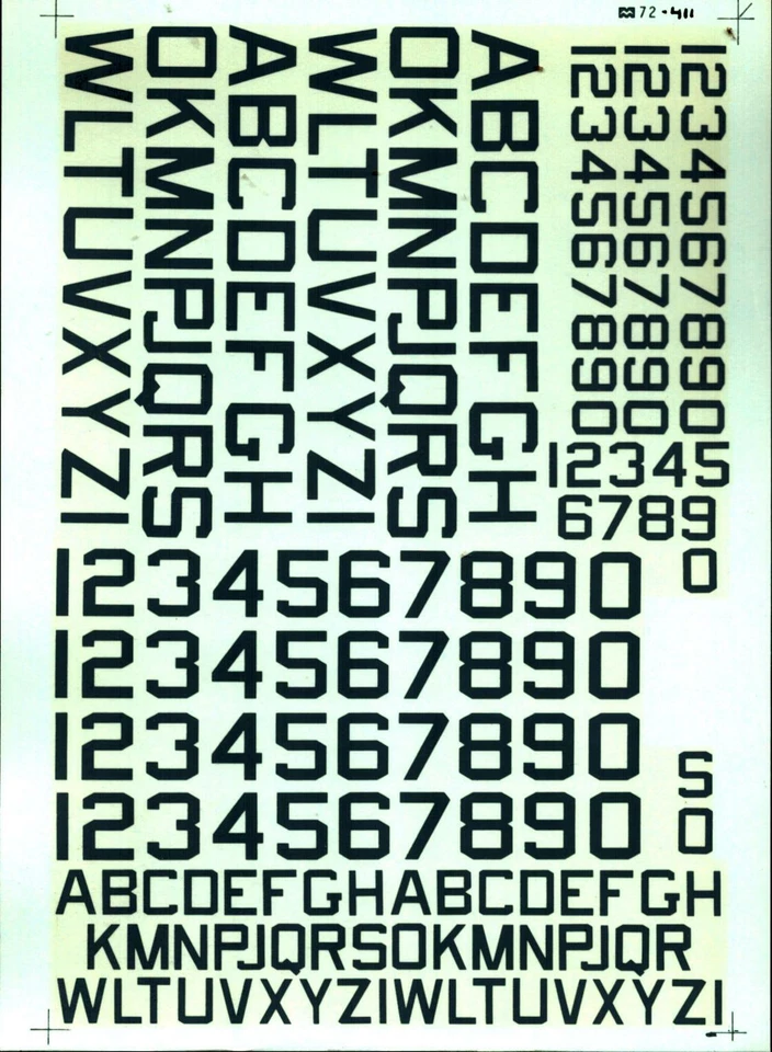 CALCOMANÍAS A MICROESCALA #72-411 LETRAS Y NÚMEROS DE IDENTIFICACIÓN DE EE. UU. ESQUINA GRIS FS-35237 Foto 1 de 1