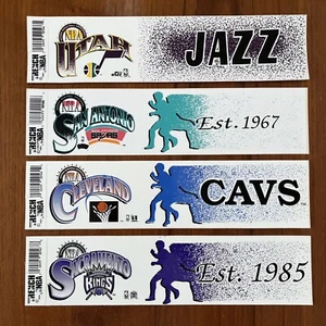 4 Vintage TRENCH 90’s NBA Basketball Bumper Stickers 12” JAZZ CAVS SPURS KINGS - Picture 1 of 4