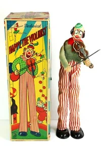 De colección. Juguete mecánico Happy, The Violinist Clown # 1216 de los años 50 con caja original - Imagen 1 de 9