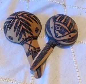 3er Set handgeschnitzte afrikanische Holzlöffel 6,75 & 6,5" & hängende 4,5" Kürbis SCHÖN! - Bild 1 von 4