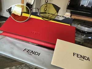 NIB FENDI FF0342/S B1ZHO SILVER/GREY/BEIGE YELLOW CAT EYE SUNGLASSES. 51mm - Picture 1 of 5