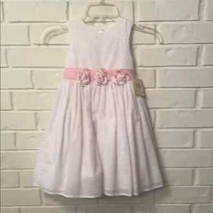 Laura Ashley Girls Elegant Pink and White Dress Size 5 NWT - Picture 1 of 4