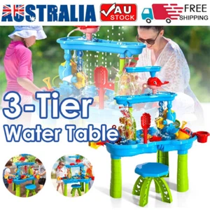 Sand Water Table Toys Kids 3-Tier Outdoor Tables Beach Toys Gift - Picture 1 of 9