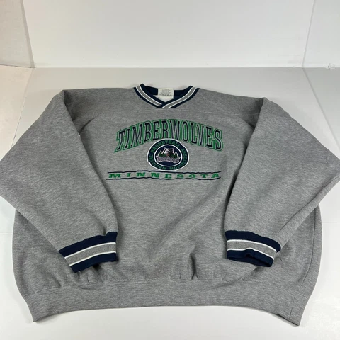 VTG Minnesota Timberwolves Sweatshirt Extra Extra Large Grey Spell Out Crewneck Cover