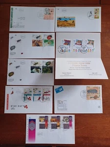 ISRAEL 8 FDCs 1980-2014 Health, Hanukka, Beetles, Song Birds, Mordecai Haffkine - Picture 1 of 3