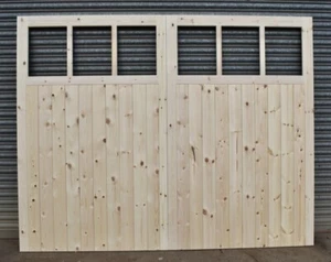 Wooden Garage Doors Frame, Ledge & Braced 6 Pane Mortice & Tenoned - Picture 1 of 9