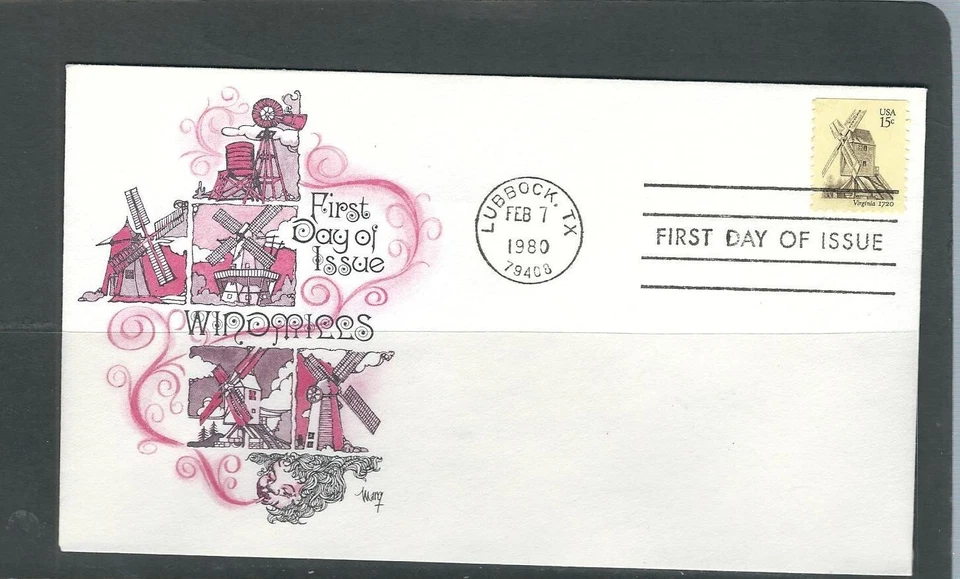 US SC # 1738  - Virginia 1720 - Danish Windmills FDC.  Marg Cachet - Image 1 of 1