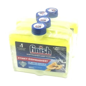 Finish Deep Clean Dishwasher Cleaner Grease Limescale Removal Lemon 4x250ml Pack - Picture 1 of 7