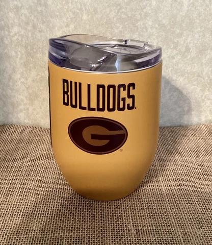 Georgia Bulldogs Stainless Powder Coat Curved Cup Tumbler 16oz Sipper Lid NEW Cover