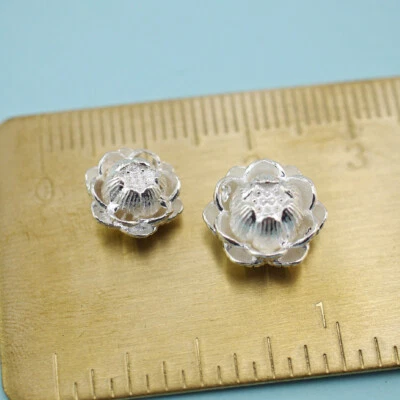 925 Sterling Silver Women Lotus Flower Spacer Charm Bead DIY A2001 - Image 1 of 4