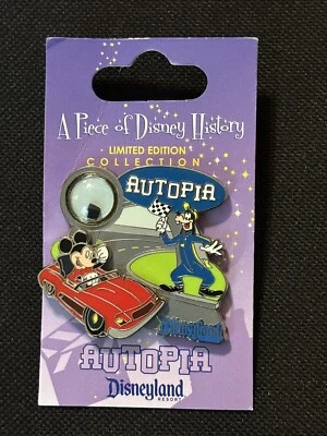 ЗНАЧОК НА КАРТОЧКЕ DISNEY DLR ЧАСТЬ ИСТОРИИ DISNEY 2009 AUTOPIA MICKEY GOOFY LE 1000 - Изображение 1 из 2