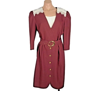 Vintage 80s Secretary Dress by Whirlaway Frocks Retro Office Career Wear PLUS 18 - Picture 1 of 12