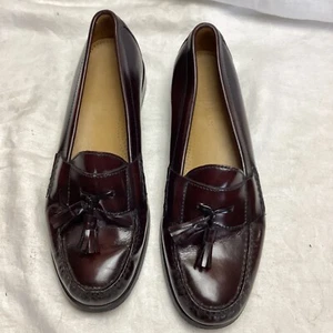 Cole Haan Pinch Tassel Penny Loafers 10.5 Burgundy Slip On Dress Shoes NICE - Picture 1 of 10