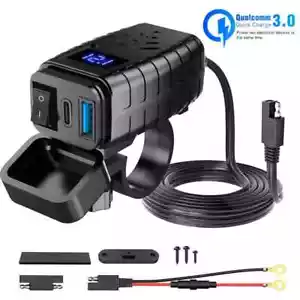 Caricabatterie USB C impermeabile moto QC3.0 tipo C telefono voltmetro caricabatterie rapido - Foto 1 di 8