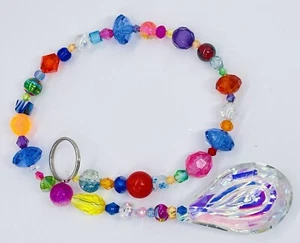 Beaded Suncatcher - Multicolored - Clear Crystal Prism - Hanging Decor - Picture 1 of 11