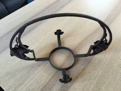 Corbeille fer forgé ancienne Art Déco pour coupe pâte de verre - Photo 1/4