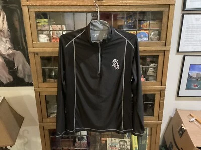 Pullover de rendimiento Chicago White Sox negro a rayas 1/4 cremallera talla L - Genial Foto 1 de 4