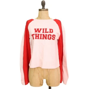 ASOS Wild Things Sweatshirt Top Size 4 Wide Sleeve Red Pink Casual EUC B90 - Picture 1 of 4