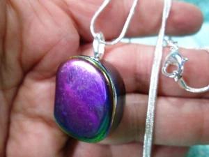 Rainbow Hematite Stone Pendant w/ Necklace 22" Silver Plated Snake Chain / S - Picture 1 of 12
