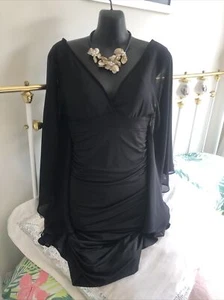 Blockout Dress stunning buterfly sleeve black size M stretchy - Picture 1 of 7