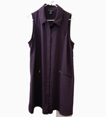Alfani Shirt Dress A-line Sleeveless Dress Button Down Size 16W Plum Dark Fig - Image 1 of 4