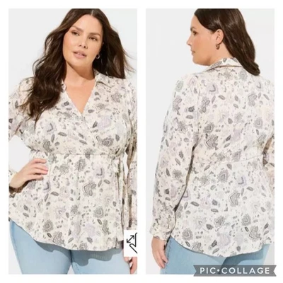 Torrid атласной полоски цветочный воротник Surplice блузка новый плюс размер 3 X  - Изображение 1 из 4