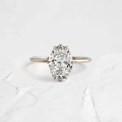 Engagement Diamond Ring 14K White Gold IGI Certified 2.20 Ct Oval Lab Created - Image 1 of 4