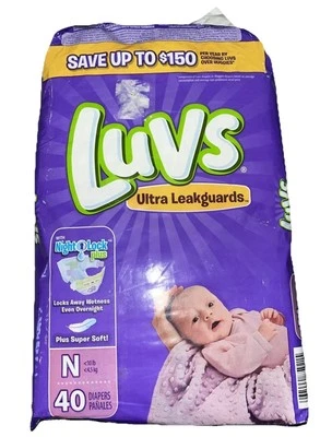 Pañales Luvs de colección tamaño recién nacido ultra protectores contra fugas 40 unidades mono raro 2016 nuevos Foto 1 de 4