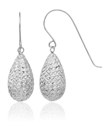 Pendientes colgantes lágrima oro blanco macizo 14K Foto 1 de 4