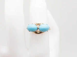 Antiker viktorianischer Ring 1890er Jahre 2 kt natürlicher Türkis 14 kt Gelbgold - Bild 1 von 7
