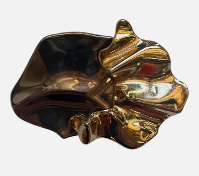 Hebilla de cinturón Revcor vintage de diseñador estampada de dos piezas enchapada en oro declaración Foto 1 de 4