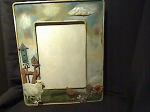Picture Photo Frame Metal Tin 3D Country Farm Animals Birdhouse 8x10 - Picture 1 of 3