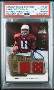 2008 SP Rookie Threads #FF-LF Larry Fitzgerald Flashback Fabrics /115 Auto 9 PSA - Picture 1 of 2