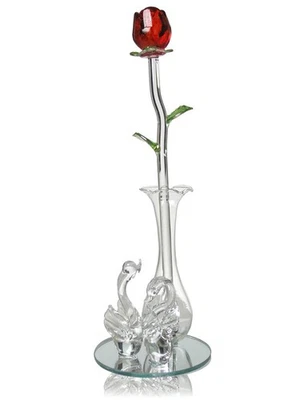 Crystal Red Rose in a Swan Vase - Sweetheart - Christmas - Love - Valentine's... - image 1 of 4
