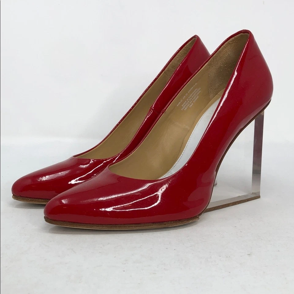Salto anabela feminino Maison Martin Margiela x H&M Plexi couro envernizado vermelho tamanho 10 - Imagem 1 de 4