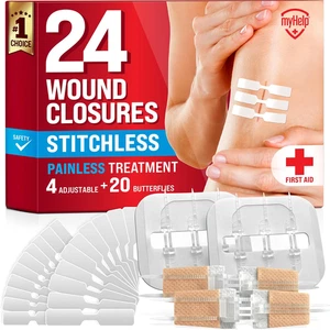 Emergency Wound Closure Strips - 24Pk - 3 Types Easy to Use Butterfly Bandages - - Picture 1 of 12