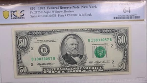 1993 $50., Federal Reserve Bank Note., PCGS CU-64., Details., GFRB067 - Picture 1 of 2