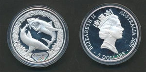 Australia: 2000 $5 Sydney Olympic  - Shark & Coral.  1oz silver,  - Bild 1 von 1
