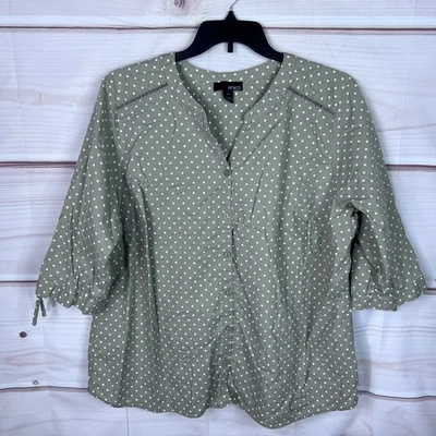 Camisa Erika Top Mujer 3X Beige Lunares Abotonada Manga Corta Mezcla Algodón Foto 1 de 4