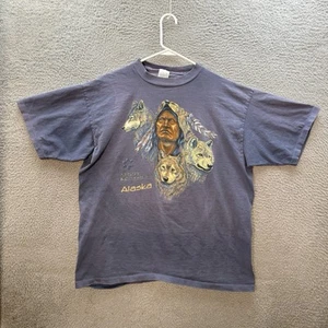 Vintage Alore Shirt Adult XL Blue Single Stitch Nature Grunge Biker 1990s Faded - Picture 1 of 14